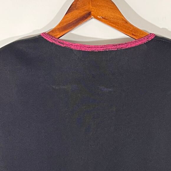 Misook 3 Pc Pantsuit Black Fuchsia Knit Cardigan Shell Vintage 80s L - Picture 10 of 13